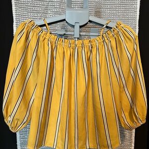 Yellow Striped Off-Shoulder Top